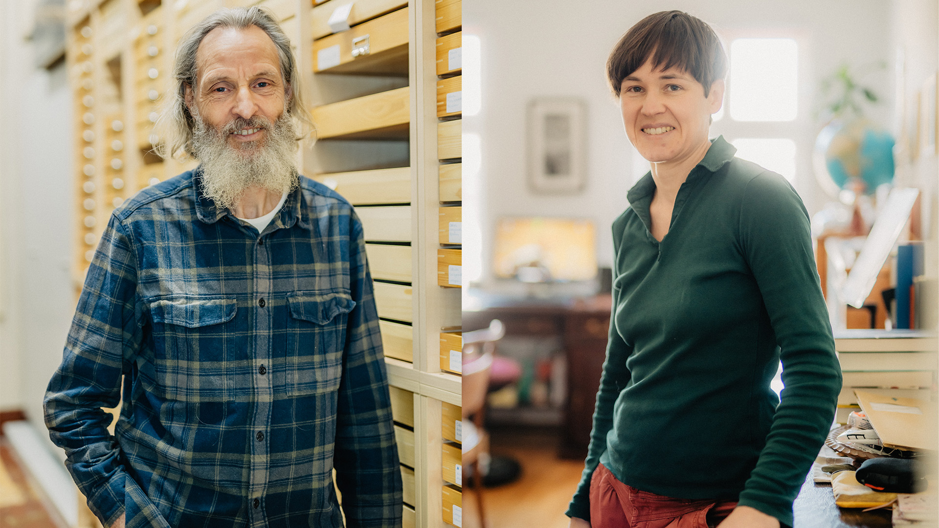 Porträtfotos von den Bürgerwissenschaftlern Frank Borleis und Helene Otto