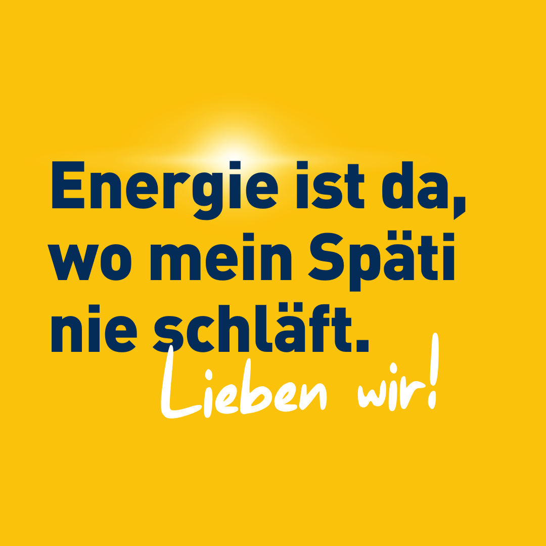 Typomotiv der Leipziger Stadtwerke auf dem steht Energie ist da, wo mein Späte nie schläft.
