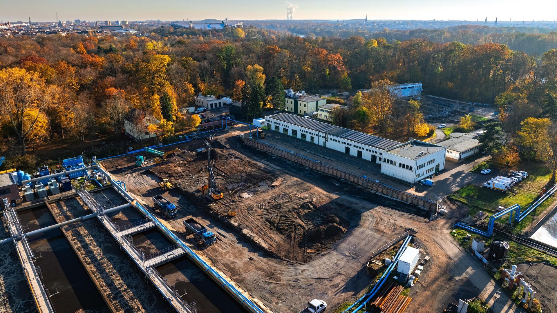 Herbstimpression Baustelle Klärwerk Rosental